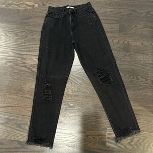 Distressed Black Women's Jeans